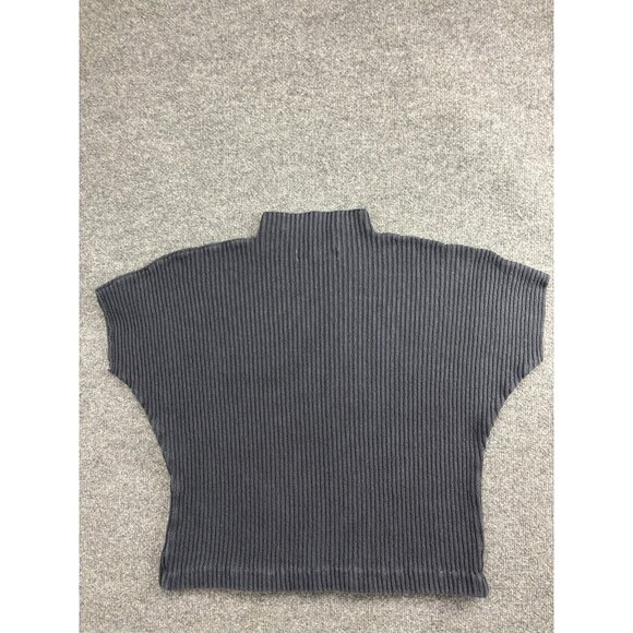 FP Beach Sweater Womens XS Gray Ribbed Mock Neck Short Sleeve Boxy Knit Top - Picture 6 of 6